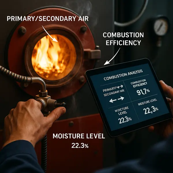 analisi-combustione-mini-centrale-biomassa-efficienza-umidità-fiamma